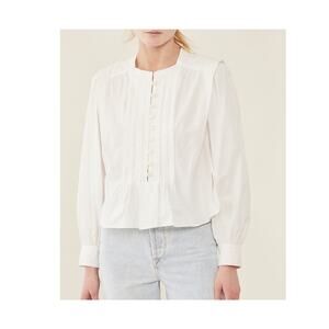 Isabel Marant Haut Okina White Cotton Pleated Top Size 38
